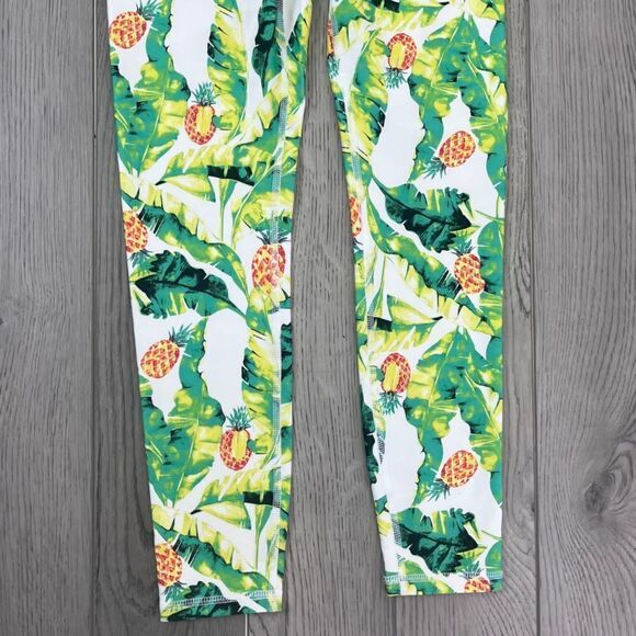 Wildfox Women Size S Green Yellow High Rise Novelty Palm Pinapple NEW Leggings - Picture 15 of 15